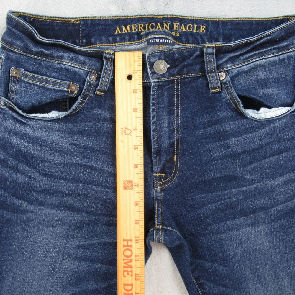 American Eagle Outfitters Mens Slim Straight Extreme Flex Dark Wash Jeans 31x32